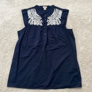 J.Crew Embroidery Cap Sleeve Blouse